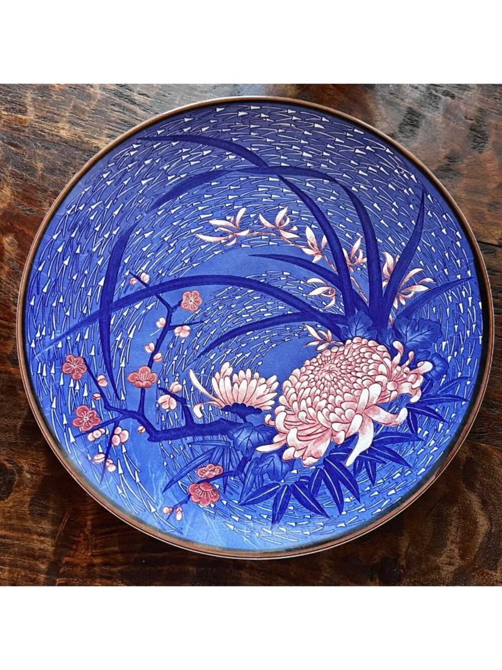 Japanese Toyo Porcelain Chrysanthemum & Plum Decorated Plate 12.5